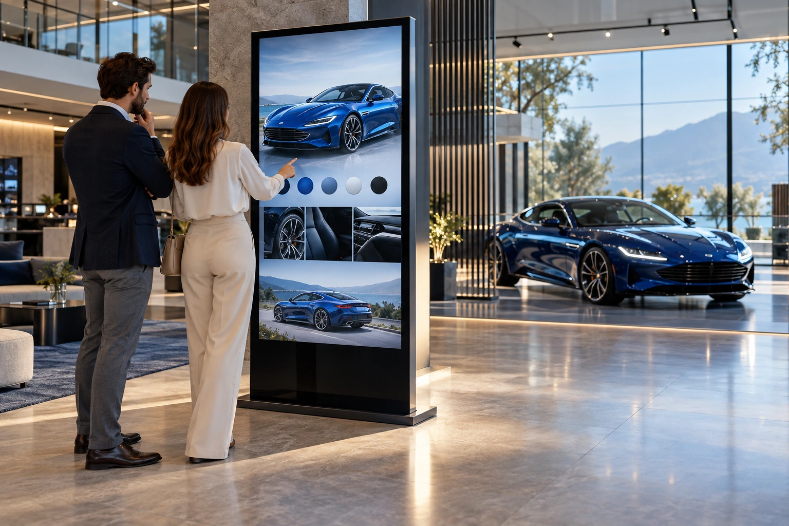 Interactive digital display in a premium car showroom