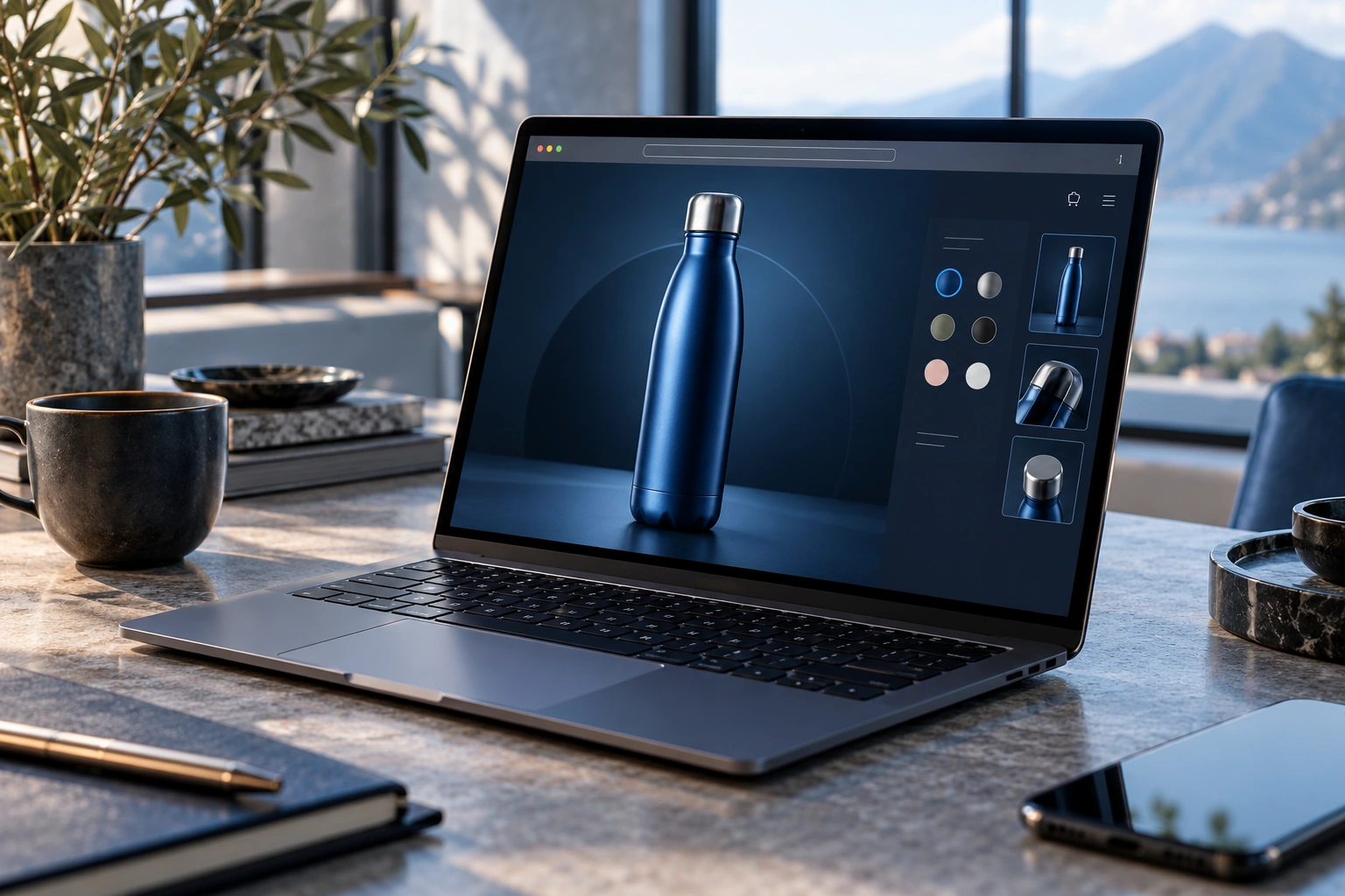 Product configuration experience on a laptop